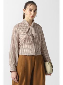 Van Heusen - Women Beige Printed Long Sleeves Formal Shirt