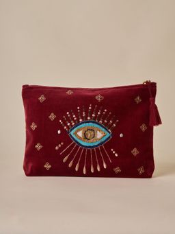 Amaara Home - Maroon Evil Eye Travel Pouch