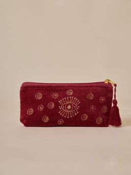 Amaara Home - Maroon Evil Eye Travel Pouch