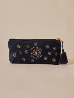 Amaara Home - Navy Blue Evil Eye Travel Pouch