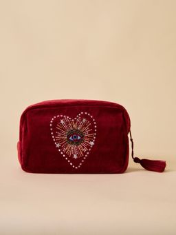 Amaara Home - Maroon Bumble Bee Makeup Pouch for Travel