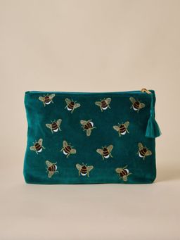 Amaara Home - Teal Bumble Bee Travel Pouch