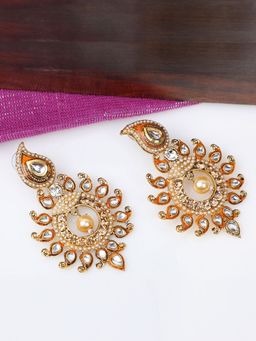 Anika's Creations - Anika's Creation Floral Design Meenakari Chandbali Earrings
