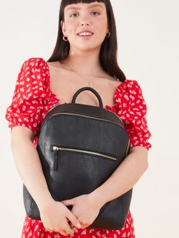 Accessorize London - Women's Classic Zip Around Backpack Black