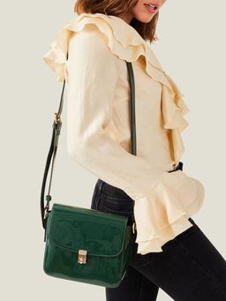 Accessorize London - Women's Green Patent Crossbody Bag