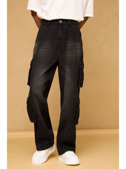 FREAKINS - Asphalt Black Men's Baggy Cargo Jeans