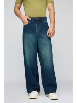 FREAKINS - Cyber Blue Men's Wide Leg Jeans