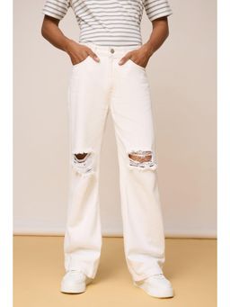 FREAKINS - White Knee Ripped Men's Jeans