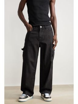 FREAKINS - Straight Fit Men's Black Cargo Jeans