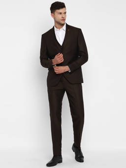 Turtle - Men Pure Cotton Regular Fit Brown Blazer with Waistcoat & Pant (Set of 3)