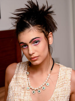 Odette - Pearl Necklace Embellished with Rounded Floral Arrangements