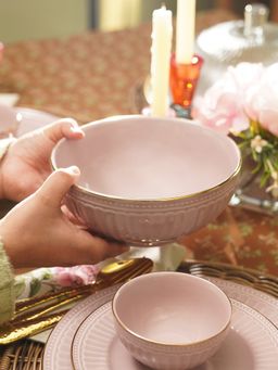 Pure Home + Living - Pink Ceramic Serving Bowl