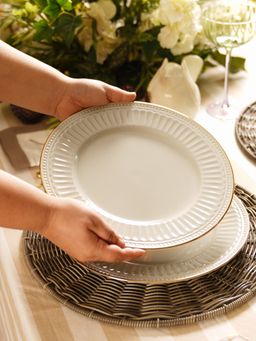 Pure Home + Living - Ivory Ceramic Dinner Plates (Pack of 2)