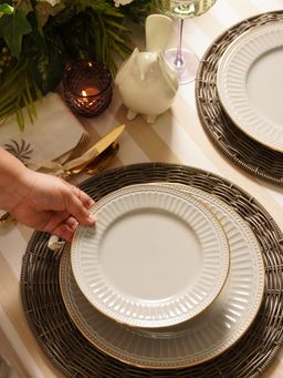 Pure Home + Living - Ivory Ceramic Dessert Plates (Pack of 2)