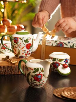 Pure Home + Living - Multicoloured Bone China Floral Pattern Tea Set