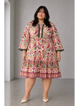 Beyond the Curve - VIRGIO - Multi-ColorFloral Cotton Tiered Plus Size Dress