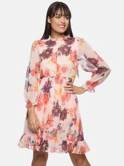 IS.U - Floral Printed Voluminous Multi Colour Short Dress