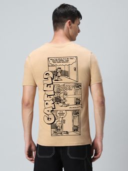 Bewakoof - Official Garfield Men's Brown It's Monday Again Graphic Printed T-shirt