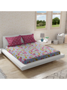 HomeTown - Fiesta Cotton Double Bed Sheet In Pink (Set of 3)