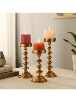 De Maison Decor - Ebon Whisper Candle Holders Gold (Set of 3)