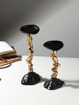 De Maison Decor - Stones Orivia Black Candle Holder Set