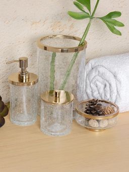 IAAH - Crackle Glass Storage Jar Gold