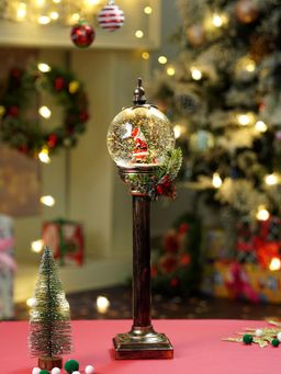 Little Surprise Box - Green Sack Santa Globe Lamp Style ,Glitter Water with Lights Christmas