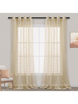 House of Quirk - Beige Sheer Curtains Light Filtering Semi Sheer Voile Boho Curtain Panels