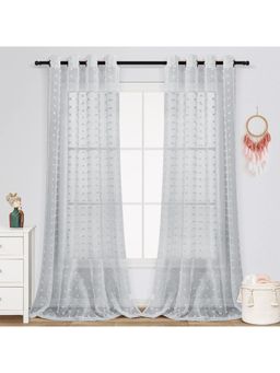 House of Quirk - Grey Sheer Curtains Light Filtering Semi Sheer Voile Boho Curtain Panels