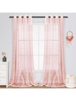 House of Quirk - Peach Sheer Curtains Light Filtering Semi Sheer Voile Boho Curtain Panels