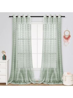 House of Quirk - Green Sheer Curtains Light Filtering Semi Sheer Voile Boho Curtain Panels