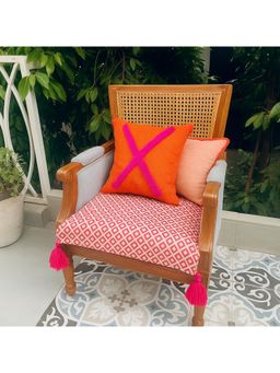 THROW PILLOW - Red Diamond With Magenta Corner Tassels Sofa Cover