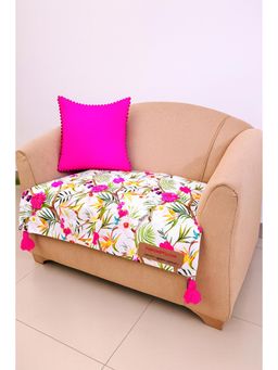 THROW PILLOW - Multicolur Floral With Magenta Corner Tassels Sofa Cover