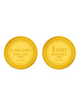 Swarnavarsham - Muthoot Pappachan Hallmarked 999 Gold Coin 1.5 Gm (0.5 Gm + 1 Gm)