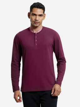 Jockey - US87 Men Super Combed Cotton Rich Solid Henley T-Shirt - Wine Tasting