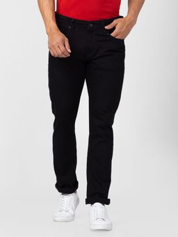 Spykar - Men Black Cotton Regular Fit Narrow Length Jeans (Rover)