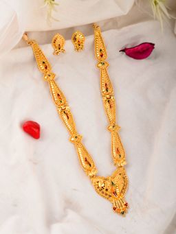 Silvermerc Designs - Gold Plated Ethnic Meenakari Long Jewellery Set
