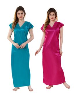 PIU - Womens Premium Soft Satin Nighty (Pack of 2)
