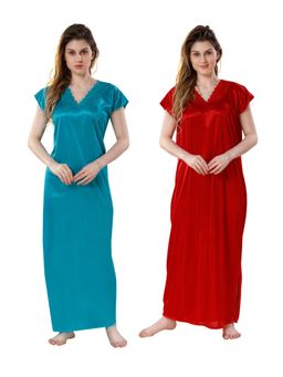 PIU - Womens Premium Soft Satin Nighty (Pack of 2)