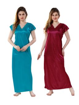 PIU - Womens Premium Soft Satin Nighty (Pack of 2)