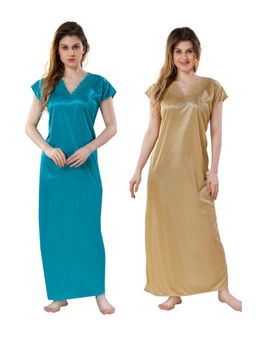PIU - Womens Premium Soft Satin Nighty (Pack of 2)