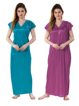 PIU - Womens Premium Soft Satin Nighty (Pack of 2)