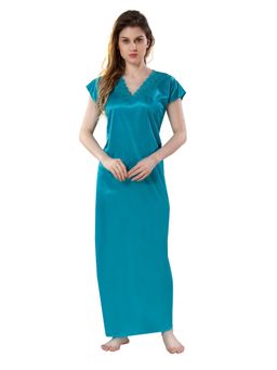PIU - Womens Premium Soft Satin Nighty Blue