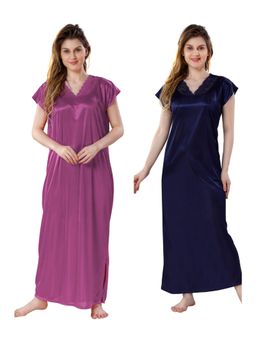 PIU - Womens Premium Soft Satin Nighty (Pack of 2)