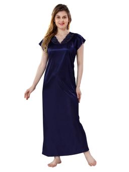 PIU - Womens Premium Soft Satin Nighty Navy