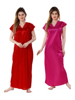 PIU - Womens Premium Soft Satin Nighty (Pack of 2)