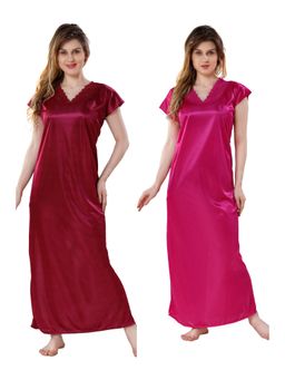 PIU - Womens Premium Soft Satin Nighty (Pack of 2)