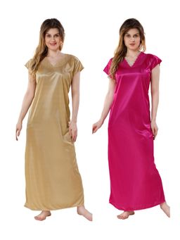 PIU - Womens Premium Soft Satin Nighty (Pack of 2)