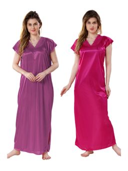 PIU - Womens Premium Soft Satin Nighty (Pack of 2)