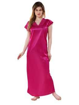 PIU - Womens Premium Soft Satin Nighty Pink